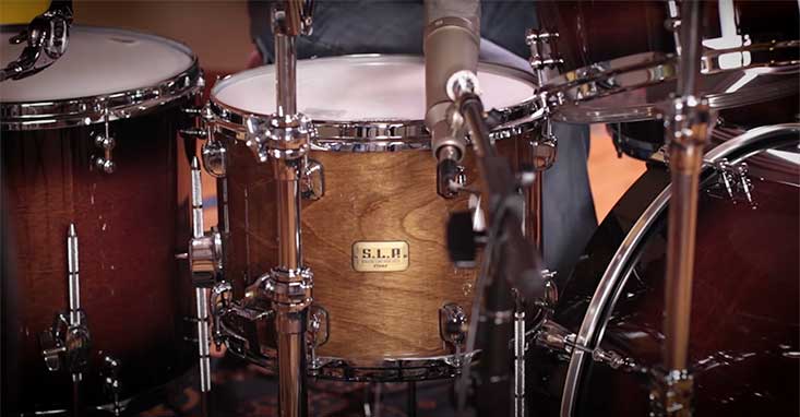 floor snare drum on the right
