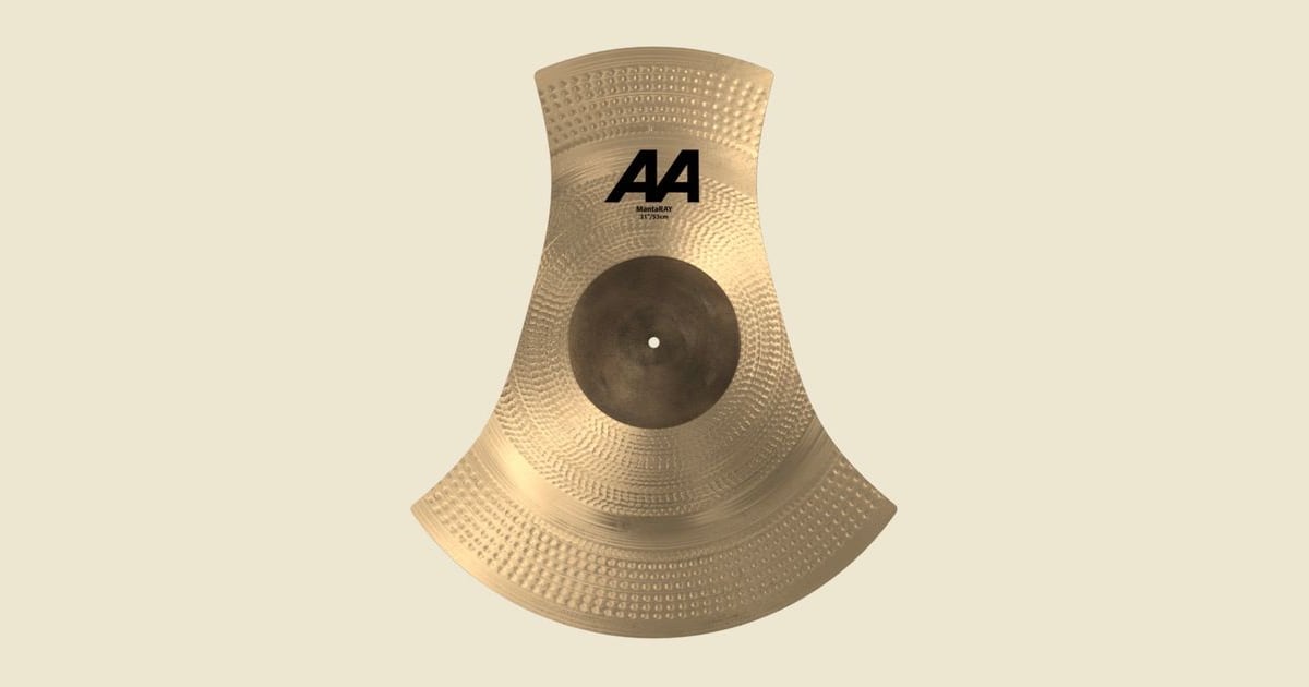 The Sabian 21 inch AA MantaRay Chinese cymbal, an asymmetric fan-shaped china with a raw bell and heavy hammering, stamped AA MantaRay 21 inch